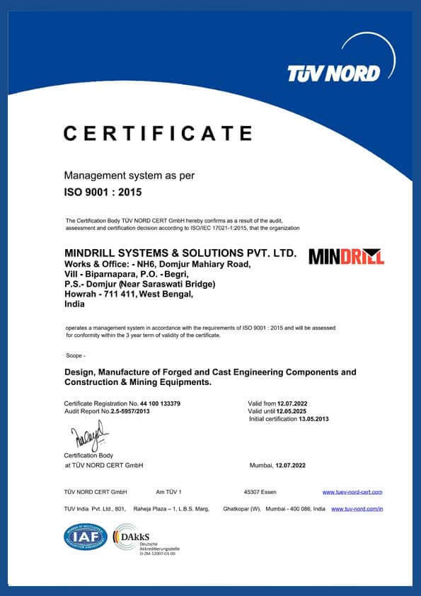 Mindrill-QMS Mindrill TUV Nord Certificate